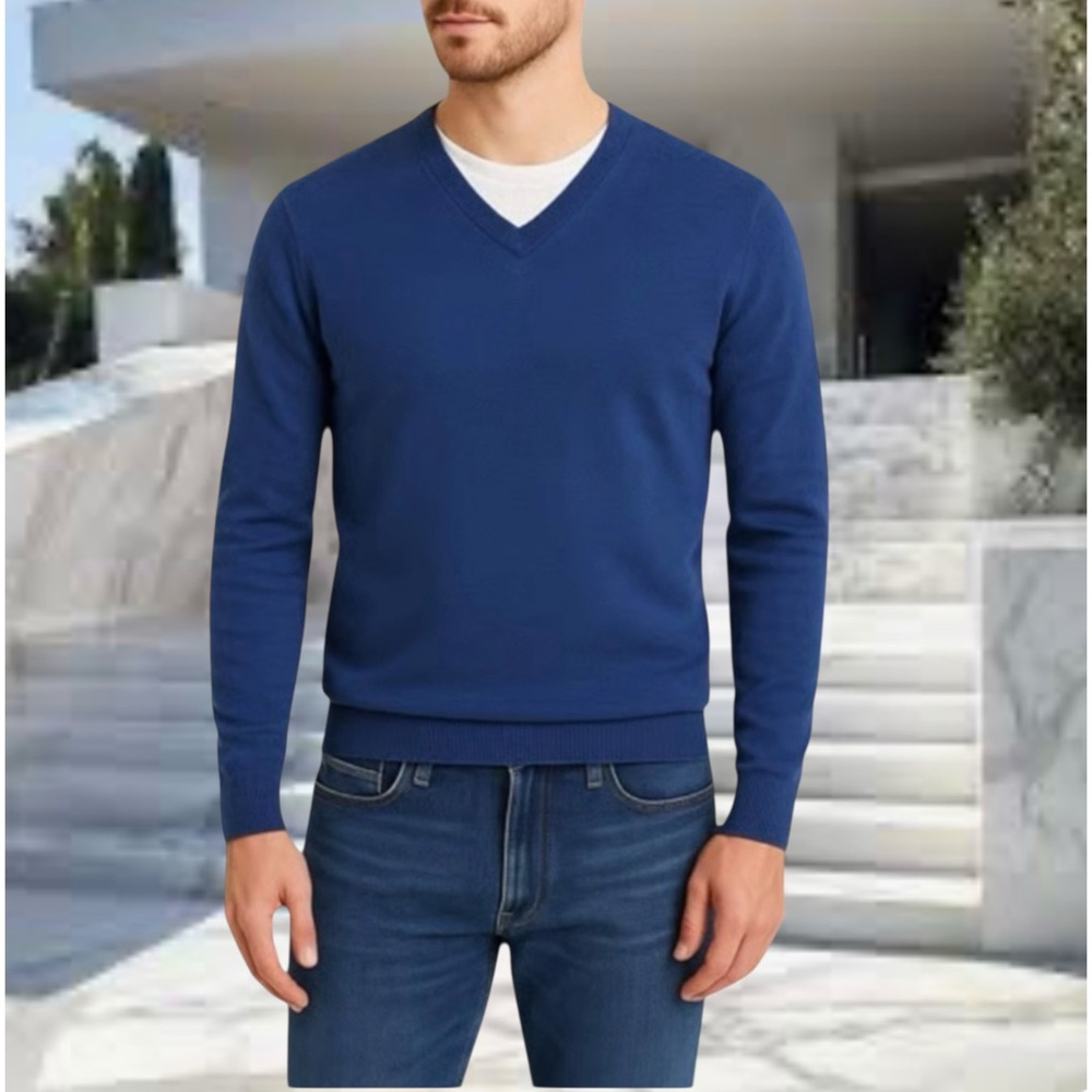 J. Crew M navy v-neck slim fit 100% merino wool sweater